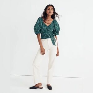 Madewell Seersucker Sweetheart Wrap Top in Woodland Floral